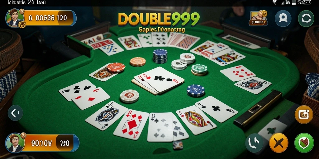 Tampilan gameplay Gaple yang seru dan menarik di DOUBLE999.