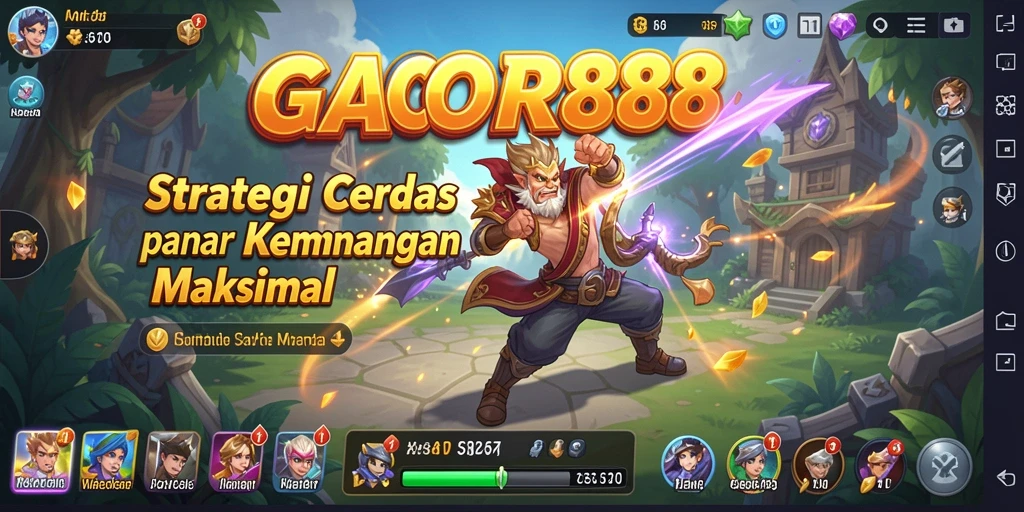 Tangkapan layar utama GACOR88 menampilkan medan perang yang dinamis.