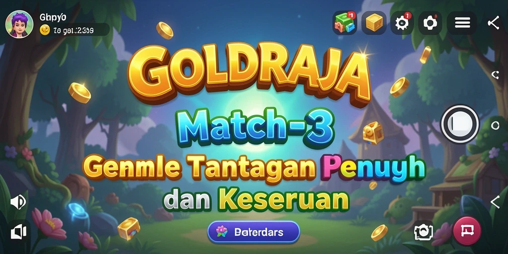 Tampilan gameplay GOLDRAJA dengan permata berwarna-warni yang menantang.