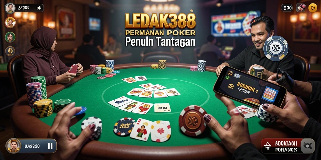 Tampilan utama LEDAK388 menampilkan gameplay Poker yang mendebarkan.