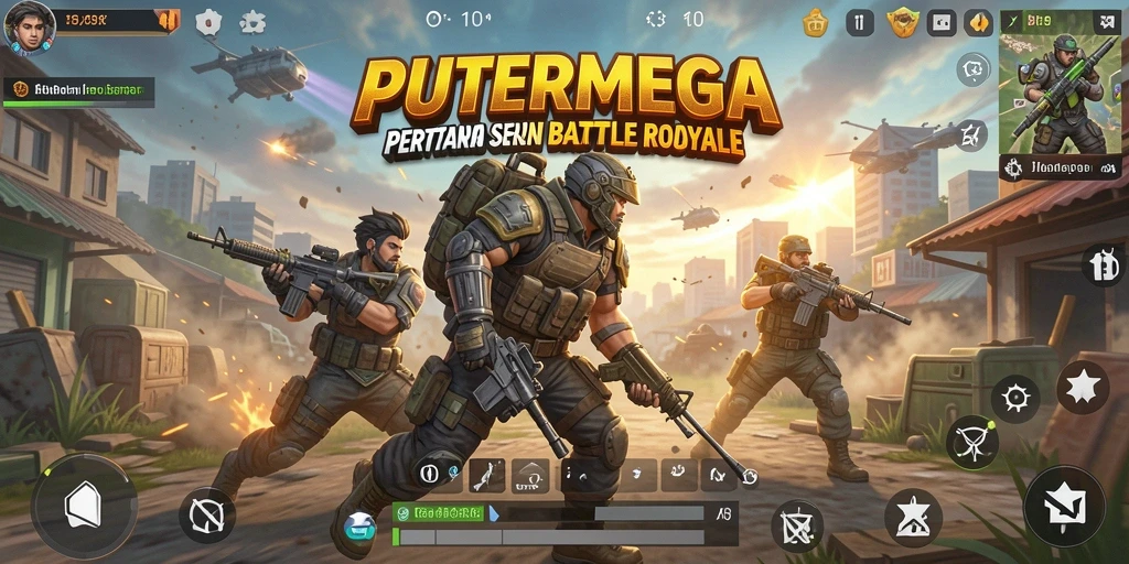 Gameplay dinamis dan seru di medan perang Battle Royale.