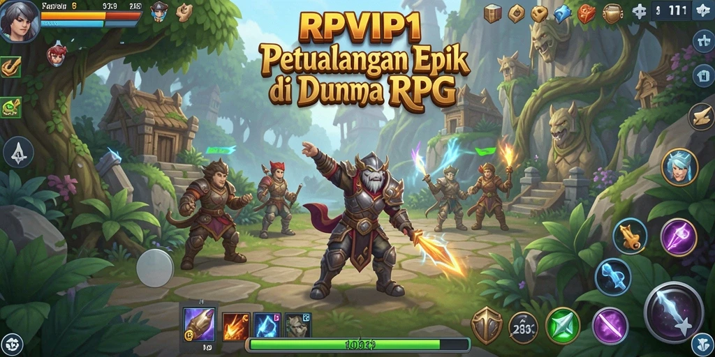 Tampilan gameplay yang menampilkan karakter bertarung dalam dunia RPG.