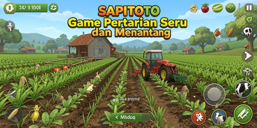 Screenshot SAPITOTO menampilkan gameplay seru saat bercocok tanam.