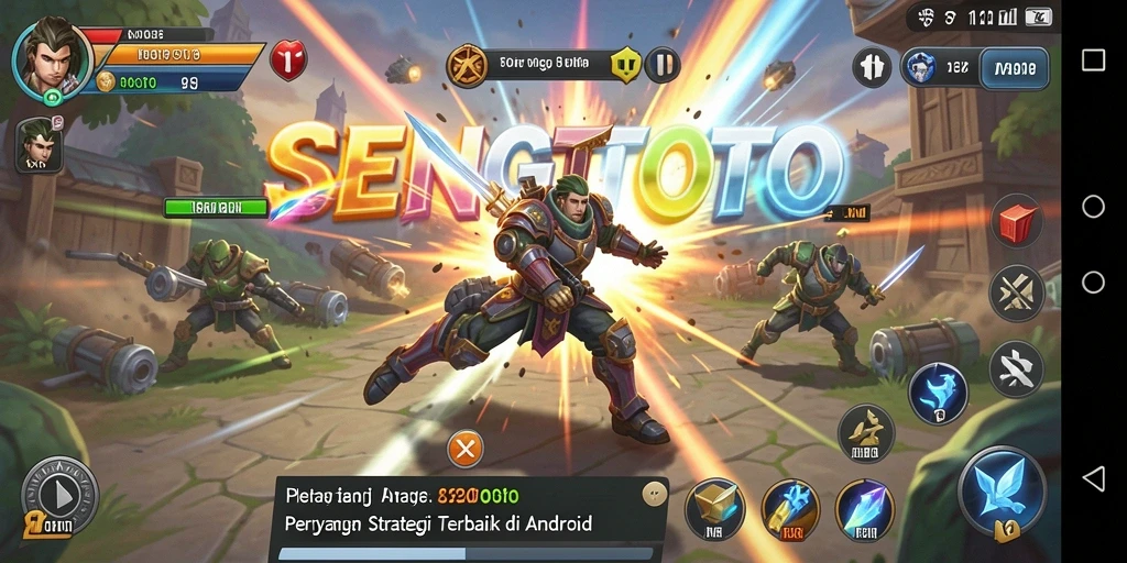 Screenshot utama SENGTOTO menunjukkan aksi pertempuran strategis yang mendebarkan.