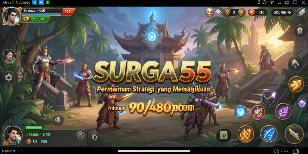 Tampilan menarik dari gameplay dan pertempuran di SURGA55.