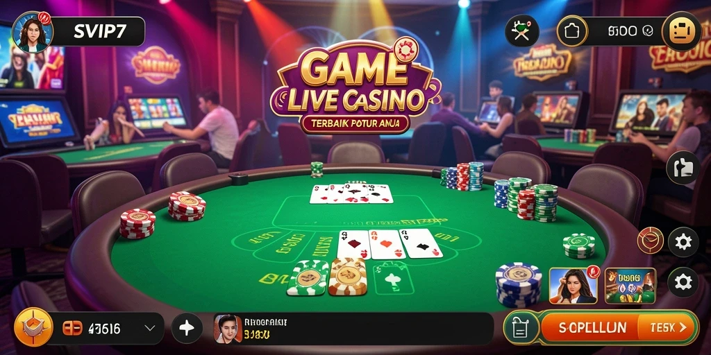 Tampilan permainan Live Casino yang mendebarkan di SVIP7.